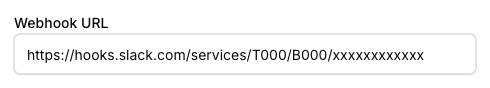 The Slack destination’s config field: a Webhook URL text input