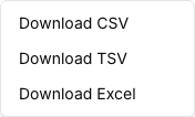 Open Export menu with Download CSV, Download TSV, and Download Excel options